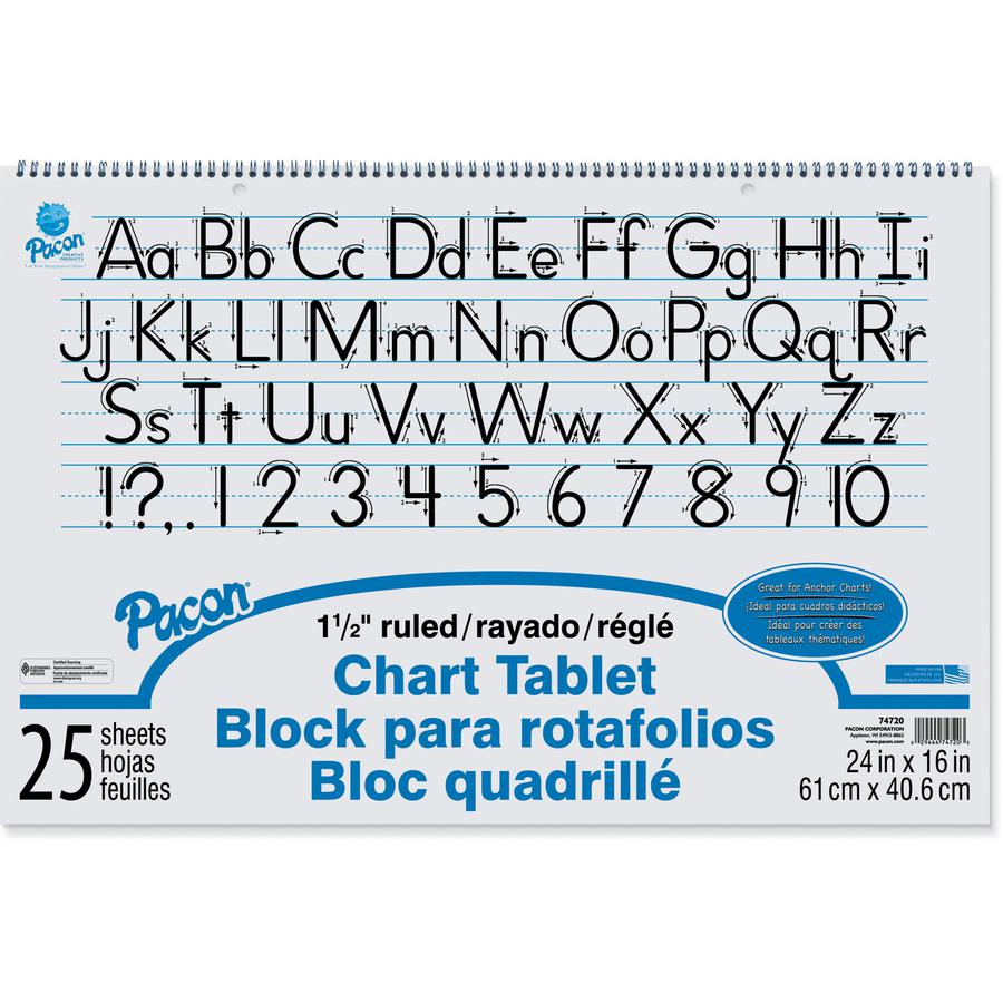 Pacon Ruled Chart Tablet - 25 Sheets - Ruled - 1.50" Ruled - 24" x 16"24" x 16" - White Paper - 1 Each. Picture 3