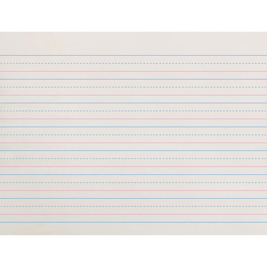 Zaner-Bloser Dotted Midline Newsprint Paper - 500 Sheets - 0.63" Ruled - Unruled Margin - 10 1/2" x 8" Sheet Size - White Paper - 1 Pack. Picture 2