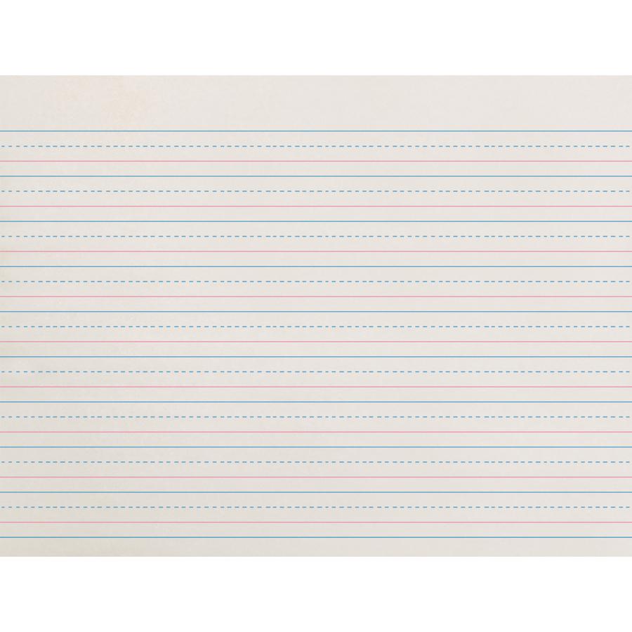 Zaner-Bloser Dotted Midline Newsprint Paper - 500 Sheets - 0.50" Ruled - Unruled Margin - 10 1/2" x 8" Sheet Size - White Paper - 1 Pack. Picture 2