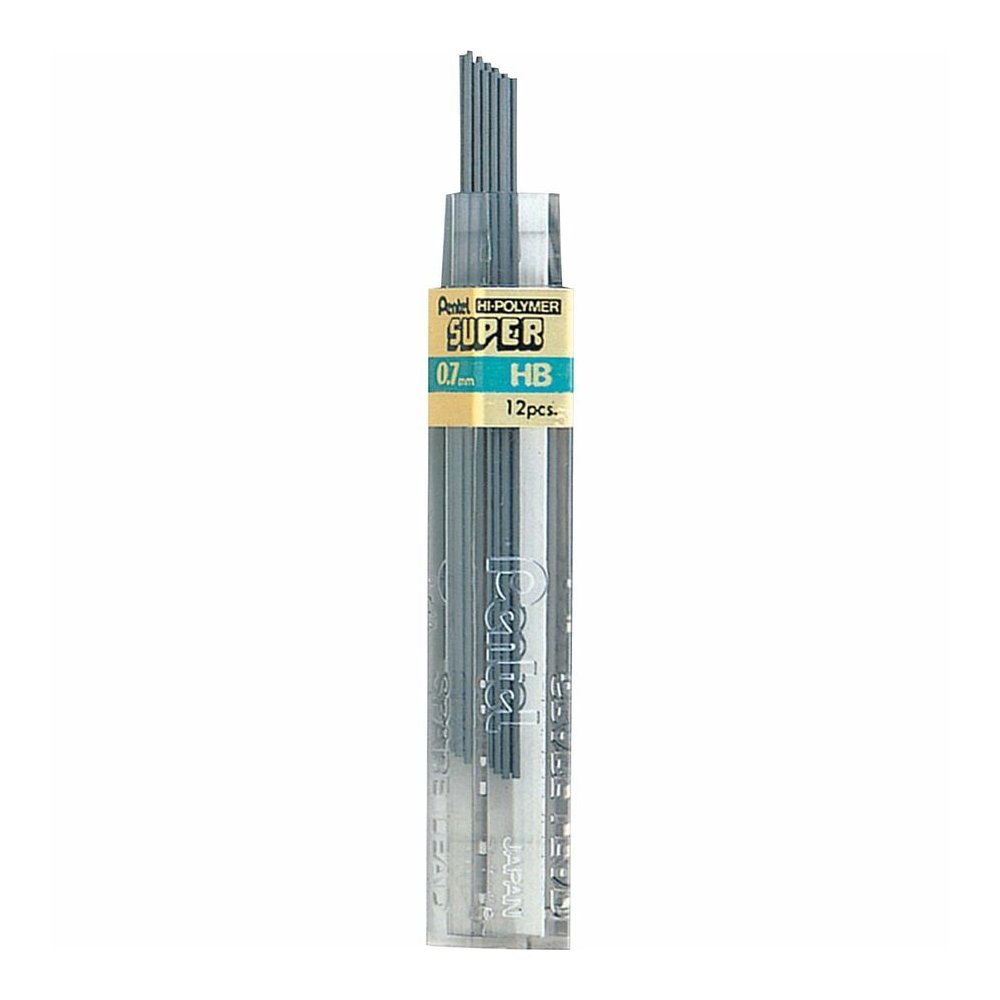 Pentel Super Hi-Polymer Leads - 0.7 mm , Medium Point - HB - Black Lead - 12 / Tube. Picture 2