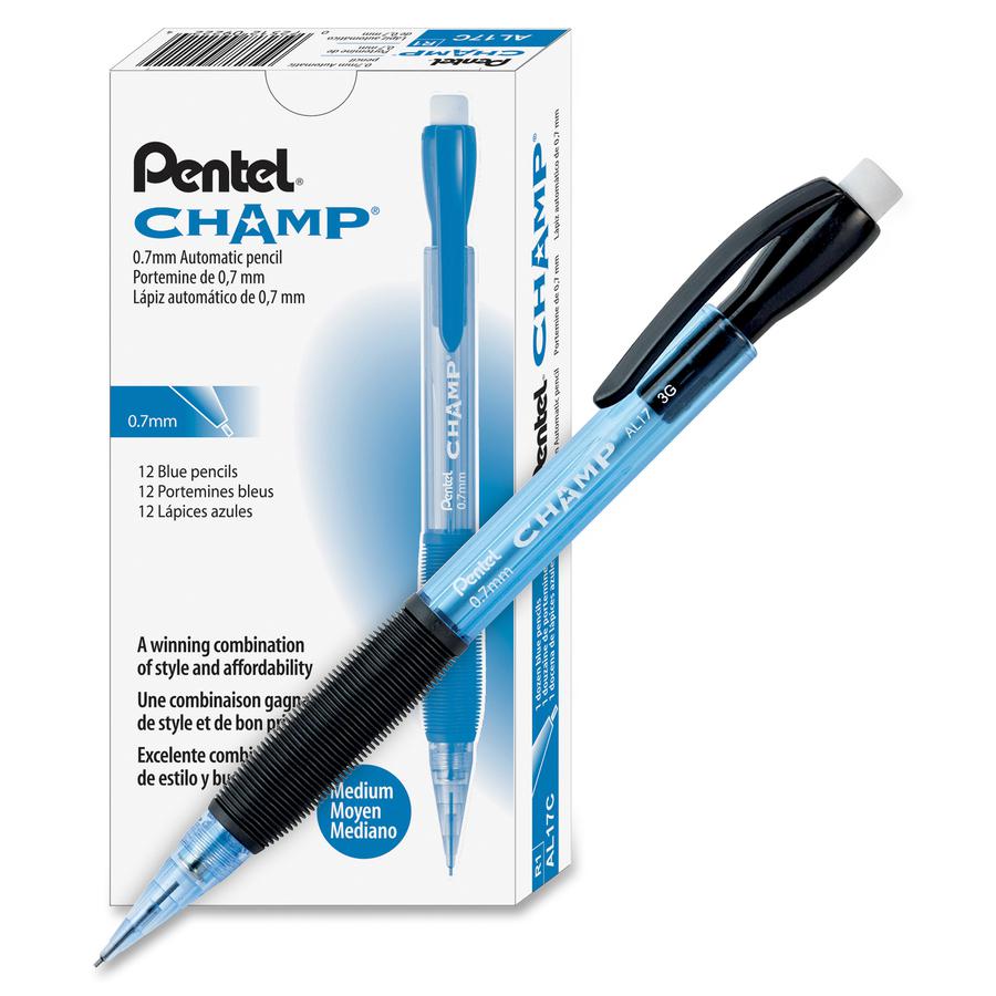 Pentel Champ Mechanical Pencils - 0.7 mm Lead - #2 - Refillable - Blue Barrel - 1 Dozen. Picture 3