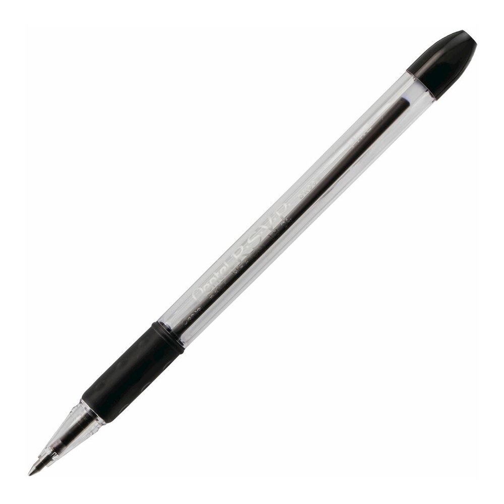 Pentel R.S.V.P. Ballpoint Stick Pens - Refillable - Black Ink - Clear Barrel - 1 Dozen. Picture 4