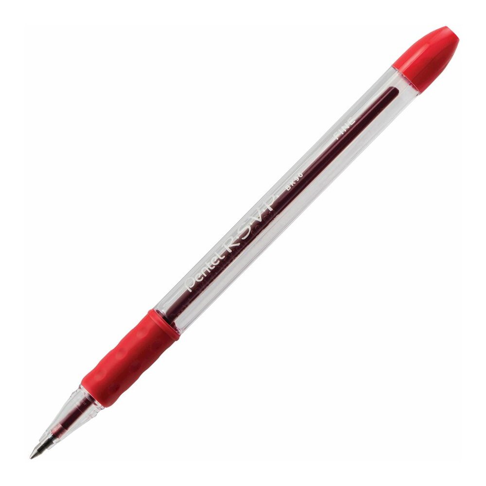 Pentel R.S.V.P. Ballpoint Stick Pens - Refillable - Red Ink - Clear Barrel - 1 Dozen. Picture 4