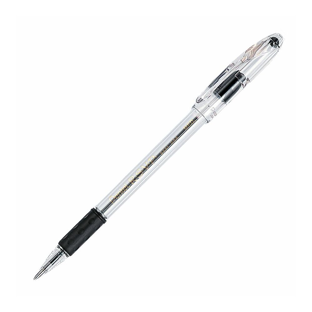Pentel R.S.V.P. Ballpoint Stick Pens - Refillable - Black Ink - Clear Barrel - 1 Dozen. Picture 3