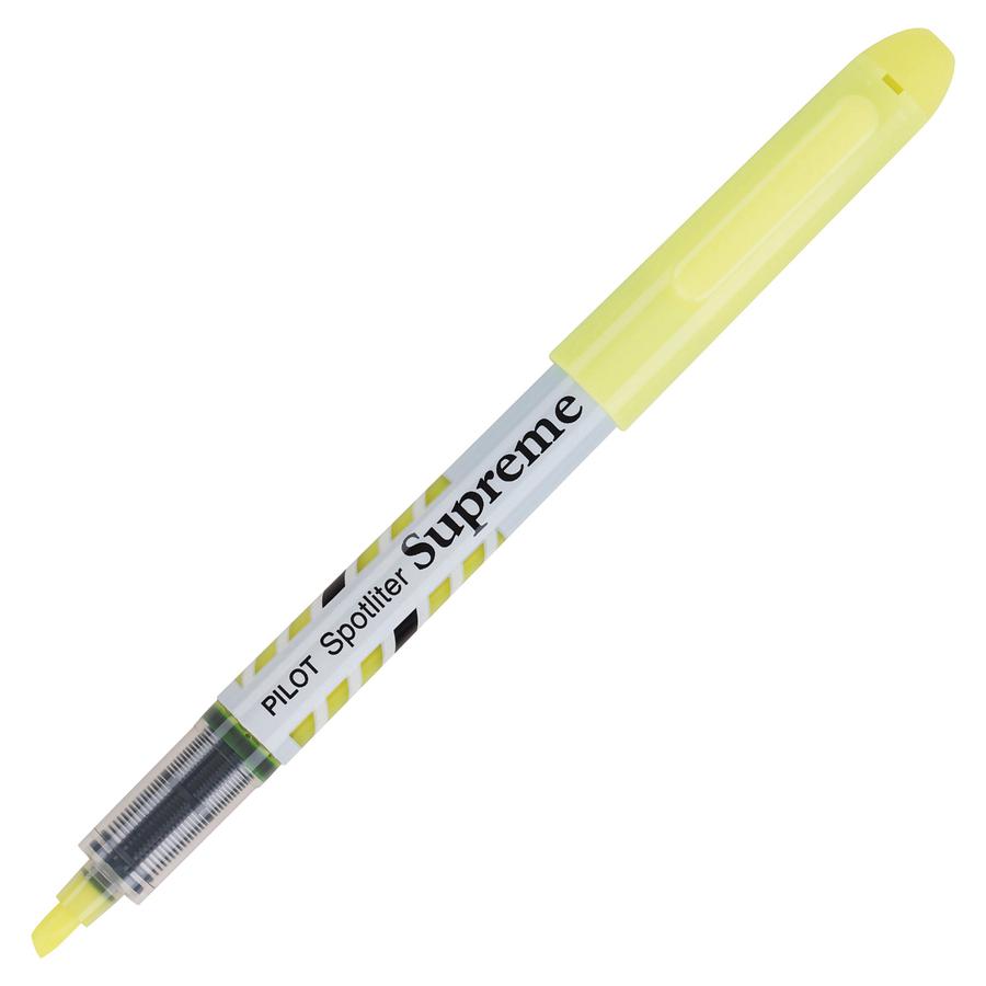 Pilot Spotliter Supreme Highlighters - Chisel Marker Point Style - Fluorescent Yellow - White Barrel - 1 Dozen. Picture 3