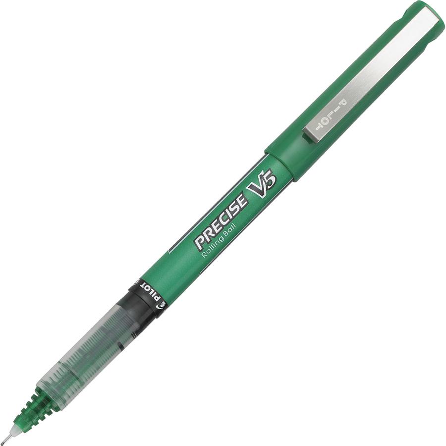 Pilot Precise V5 Extra-Fine Premium Capped Rolling Ball Pens - Green Ink - Green Plastic Barrel - Writing - 1 Dozen. Picture 2