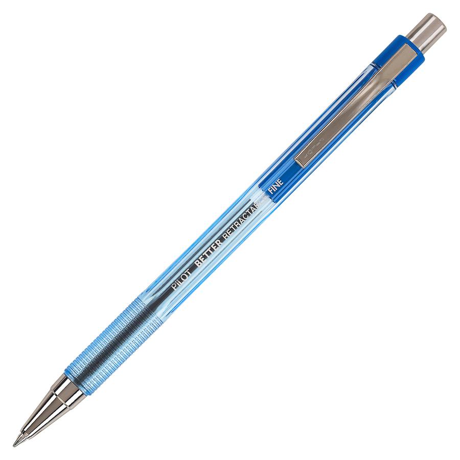 Pilot Better Retractable Ballpoint Pens - Refillable - Retractable - Blue Ink - Translucent Barrel - 1 Dozen. Picture 3