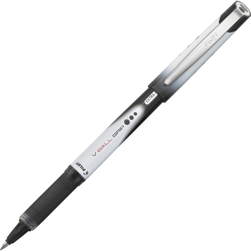 Pilot Vball Grip Liquid Ink Rollerball Pens - Black Ink - Metal Barrel - 1 Dozen. Picture 2