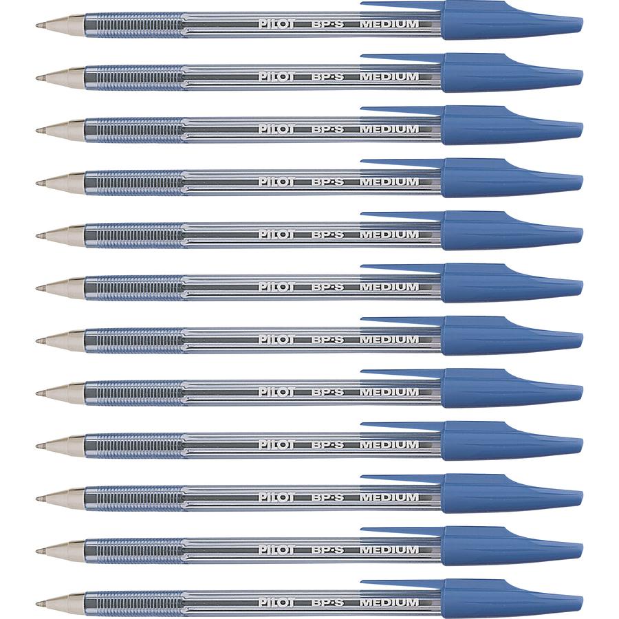 Pilot Better BP-S Ball Stick Pens - Refillable - Blue Ink - Crystal, Clear Barrel - Stainless Steel Tip - 1 Dozen. Picture 2