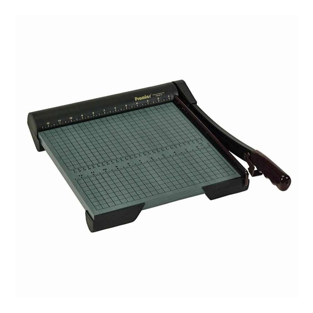 Premier Heavy-Duty Wood Series Paper Trimmers - 20 Sheet Cutting Capacity - 1 Steel Blade - 12" Cutting Length - 4" Height x 12.9" Width x 16" Depth - Non-skid Rubber Feet, Heavy Duty, Locking Blade -. Picture 2
