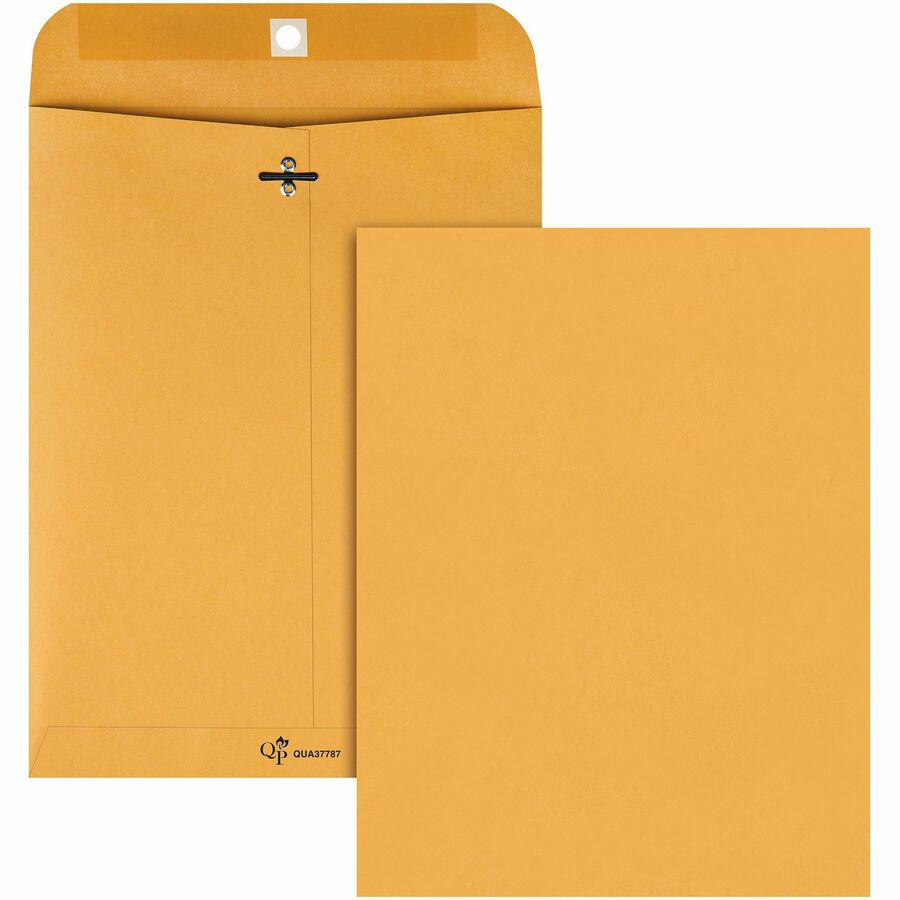 Quality Park 8-3/4 x 11-1/2 Extra Heavy-duty Clasp Envelopes - Clasp - 8 3/4" Width x 11 1/2" Length - 32 lb - Gummed - Cameo - Kraft - 100 / Box. Picture 6