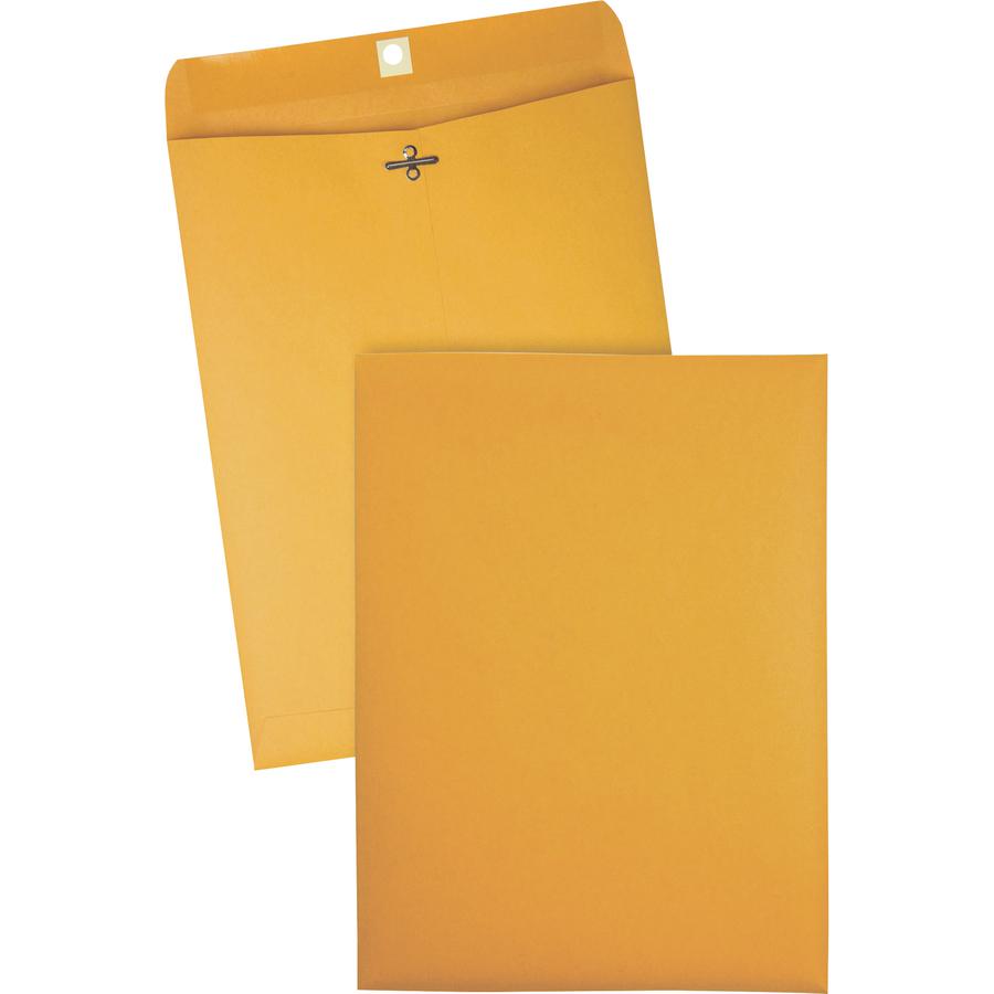 Quality Park 9 x 12 Clasp Envelopes with Deeply Gummed Flaps - Clasp - #90 - 9" Width x 12" Length - 28 lb - Gummed - Kraft - Kraft - 100 / Box. Picture 8