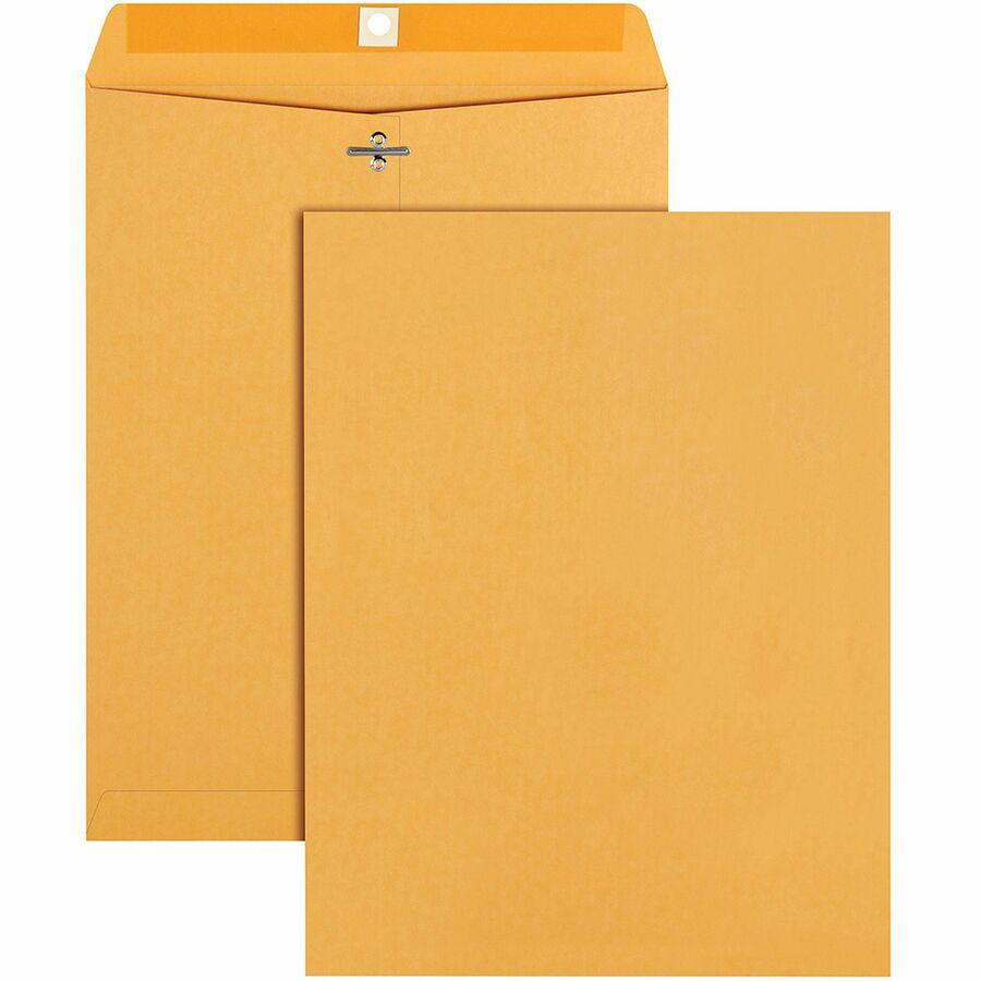 Quality Park 9-1/2 x 12-1/2 Clasp Envelopes with Deeply Gummed Flaps - Clasp - #93 - 9 1/2" Width x 12 1/2" Length - 28 lb - Gummed - Kraft - 100 / Box - Kraft. Picture 6