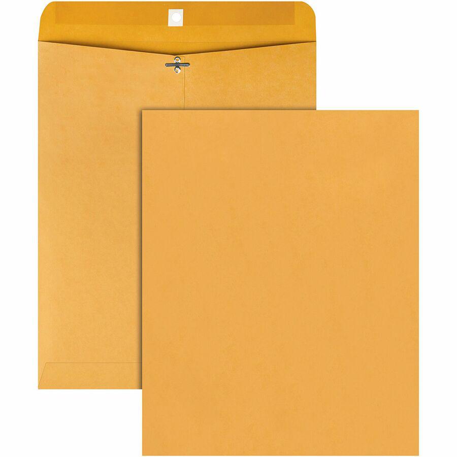 Quality Park 11-1/2 x 14-1/2 Clasp Envelopes with Deeply Gummed Flaps - Clasp - #105 - 11 1/2" Width x 14 1/2" Length - 28 lb - Gummed - Kraft - 100 / Box - Kraft. Picture 5