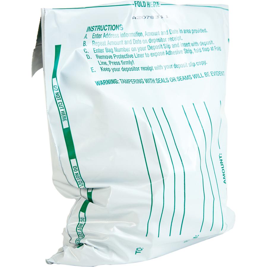 Quality Park Night Deposit Bags - 10.50" Length x 8.50" Width - White - Polyethylene - Deposit - 100 / Pack. Picture 6