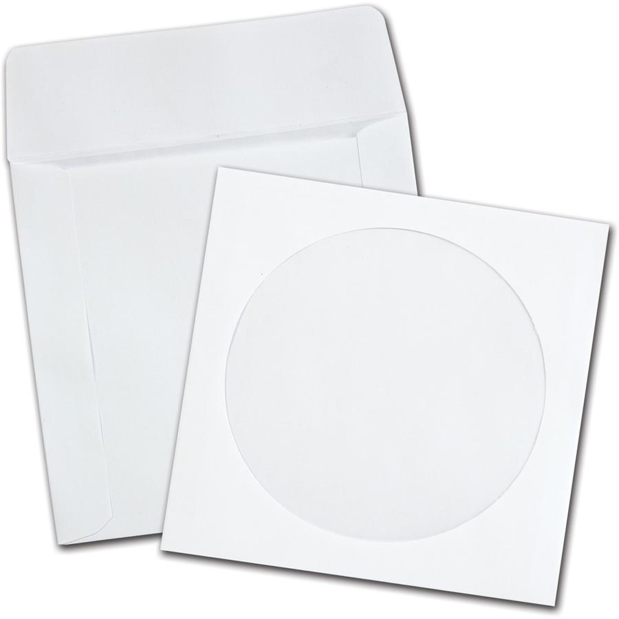 Quality Park Paper CD/DVD Sleeves - CD/DVD - 5" Width x 4 7/8" Length - 24 lb - White - Wove - 100 / Box. Picture 4