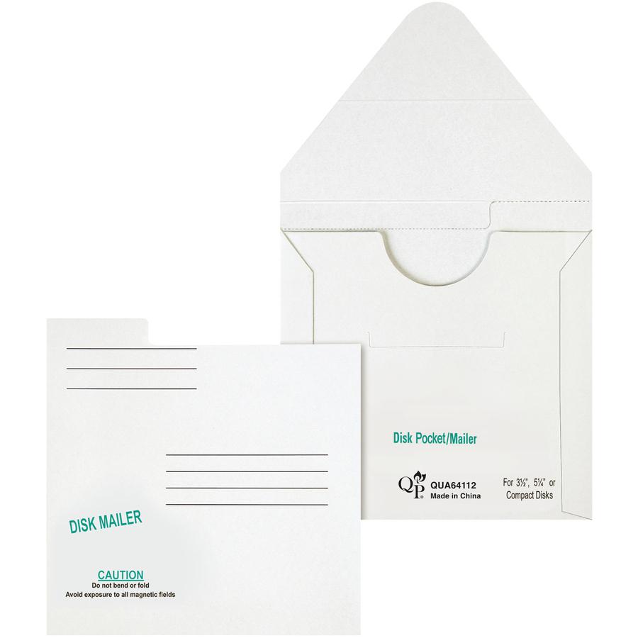 Quality Park 5 1/4" Economy Disk Mailers - Disc/Diskette - 6" Width x 5 7/8" Length - White - Paperboard - 10 / Pack. Picture 2