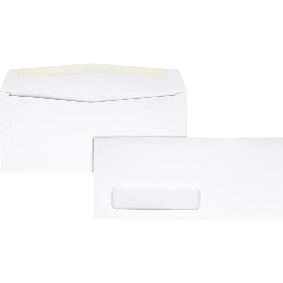 Quality Park No. 10 Single Window Envelopes - Single Window - #10 - 4 1/8" Width x 9 1/2" Length - 24 lb - Adhesive - Wove - 500 / Box - White. Picture 2