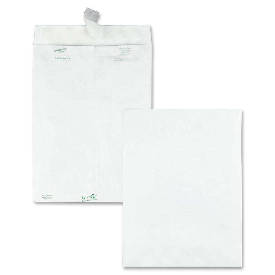 Survivor&reg; 9 x 12 DuPont Tyvek Catalog Mailers with Self-Sealing Closure - Catalog - #10 1/2 - 9" Width x 12" Length - 14 lb - Peel & Seal - White - Tyvek - 100 / Box. Picture 8