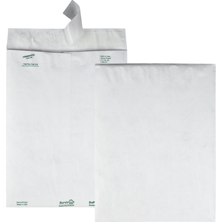 Survivor&reg; 9-1/2 x 12 1/2 DuPont Tyvek Catalog Mailers with Self-Seal Closure - Catalog - #12 1/2 - 9 1/2" Width x 12 1/2" Length - 14 lb - Peel & Seal - Tyvek - 100 / Box - White. Picture 5
