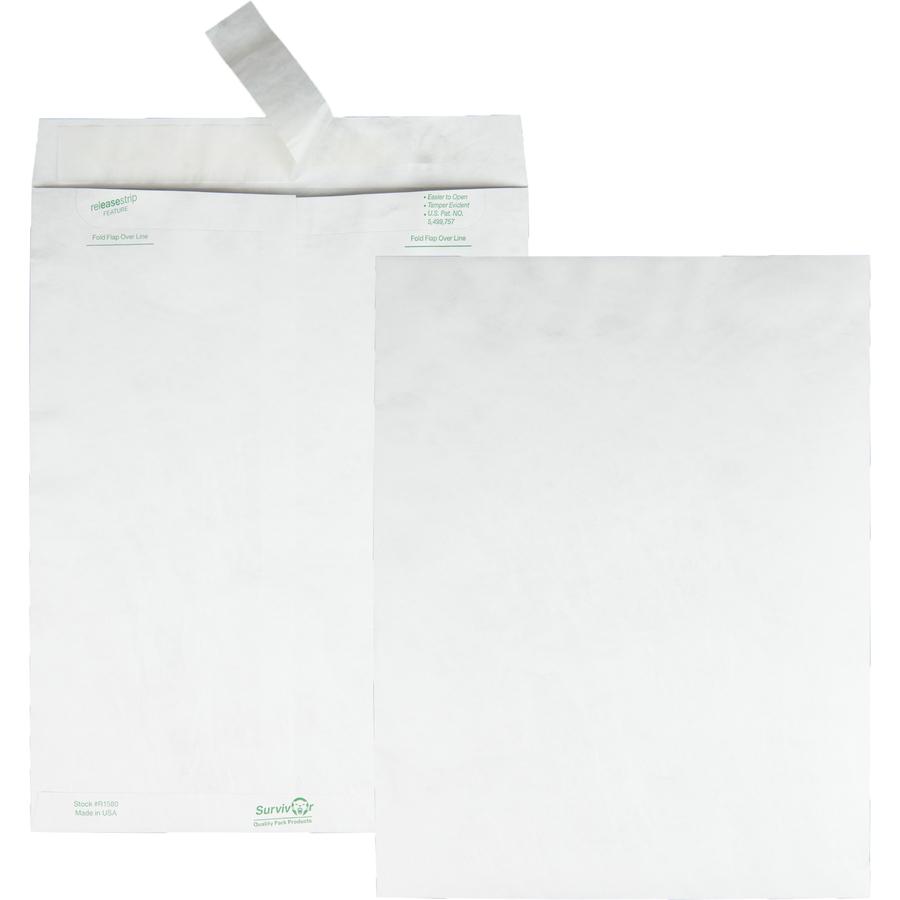 Survivor&reg; 10 x 13 DuPont Tyvek Catalog Mailer with Self-Sealing Closure - Catalog - #13 1/2 - 10" Width x 13" Length - 14 lb - Peel & Seal - White - Tyvek - 100 / Box. Picture 2