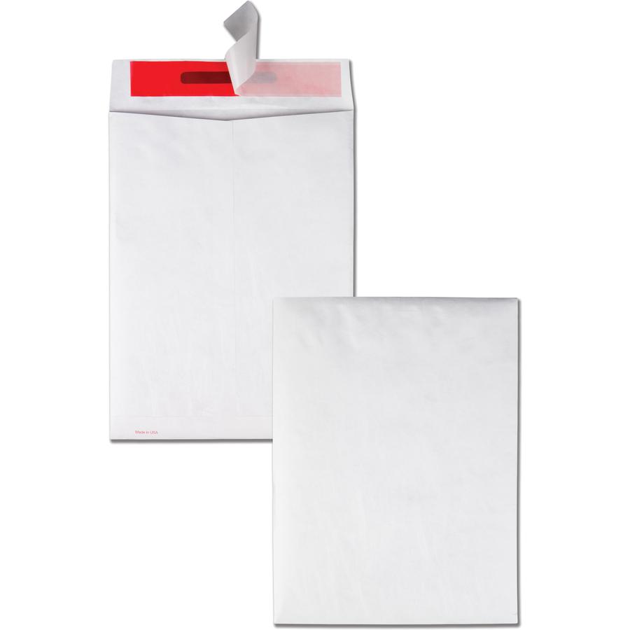 Survivor&reg; 9 x 12 DuPont Tyvek Tamper Indicating Panel Catalog Mailers - Security - 9" Width x 12" Length - 14 lb - Peel & Seal - White - Tyvek - 100 / Box. Picture 4