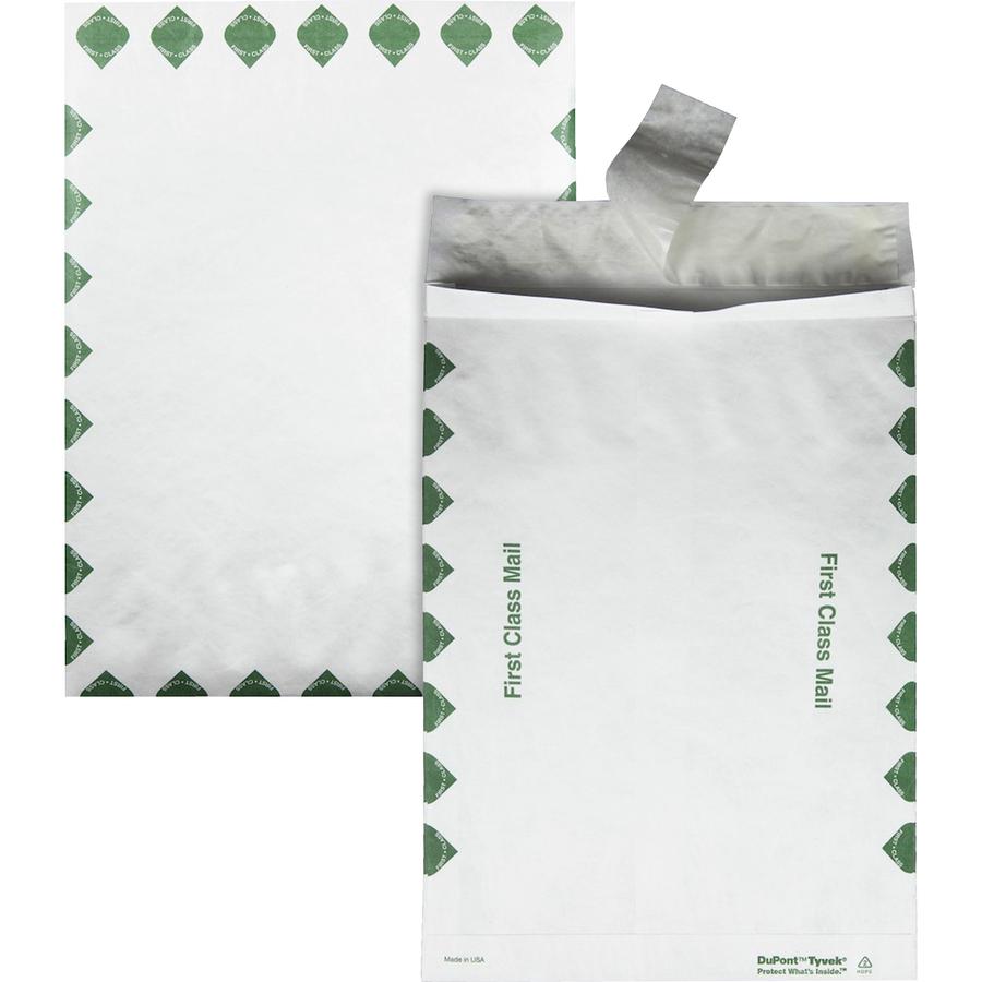 Survivor&reg; 10 x 13 x 1-1/2 DuPont Tyvek Expansion First Class Border Envelopes - First Class Mail - 10" Width x 13" Length - 1 1/2" Gusset - 14 lb - Peel & Seal - White - Tyvek - 100 / Carton. Picture 5
