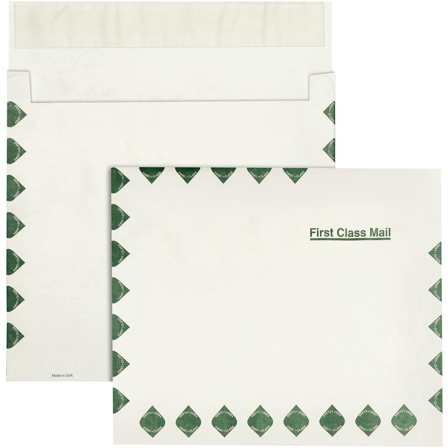 Survivor&reg; 10 x 13 x 2 DuPont Tyvek Expansion First Class Border Mailers - First Class Mail - 10" Width x 13" Length - 2" Gusset - 14 lb - Self-sealing - White - Tyvek - 100 / Carton. Picture 2