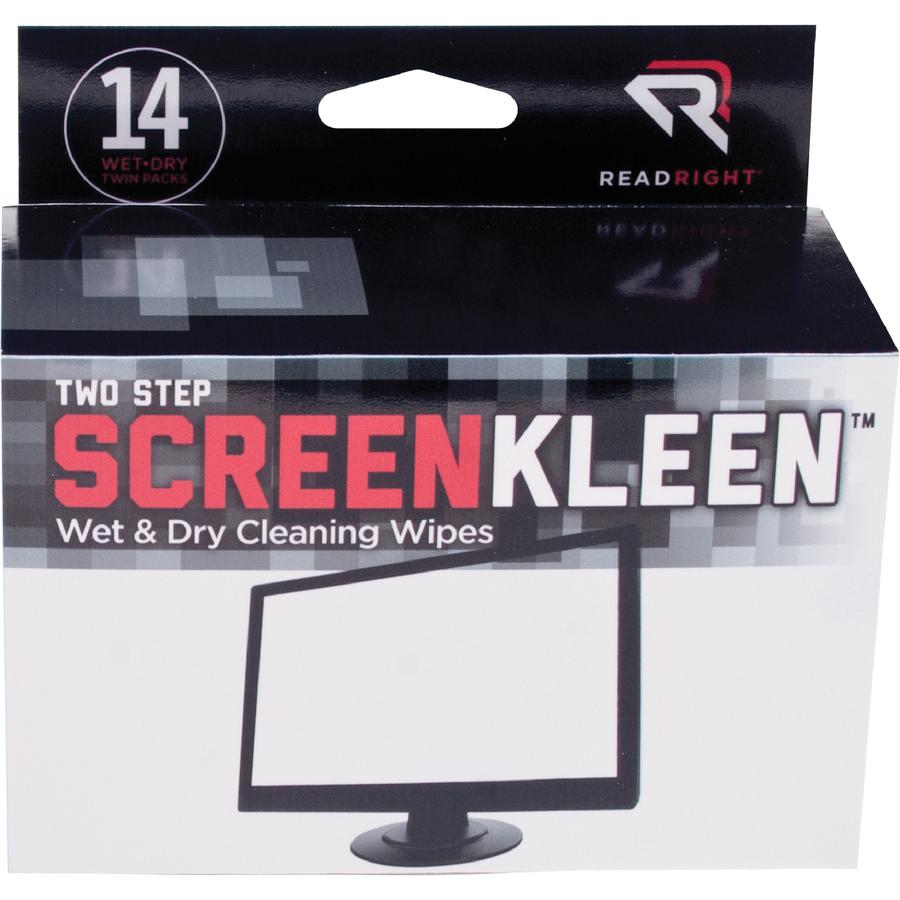 Read Right Kleen & Dry Screen Cleaners - For Display Screen - Pre-moistened, Lint-free, Anti-static, Anti-glare - 2 Sets/Packet - 1 Box. Picture 3