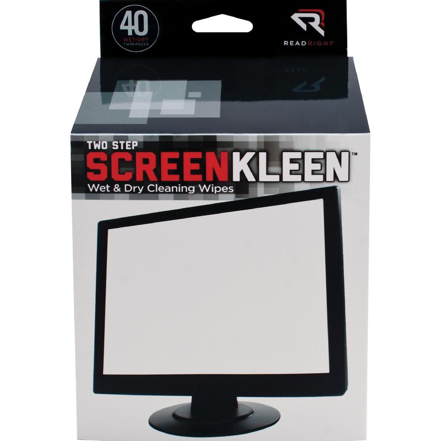 Read Right Kleen & Dry Screen Cleaners - For Display Screen - Pre-moistened, Lint-free, Anti-static - 80 / Box. Picture 4