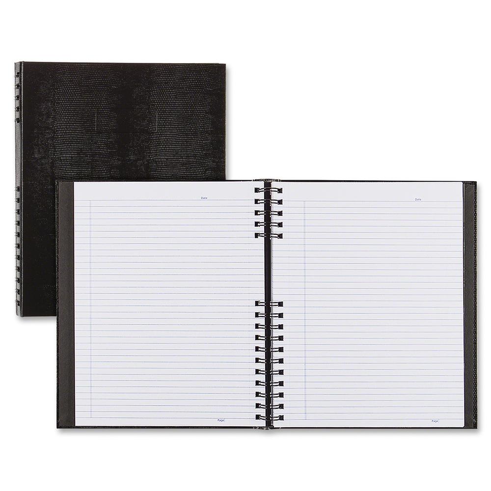 Rediform NotePro Twin - wire Composition Notebook - Letter - 150 Sheets - Twin Wirebound - Letter - 8 1/2" x 11" - 8.50" x 11.6" x 18.9" - White Paper - Black Lizard Cover - Micro Perforated, Self-adh. Picture 2