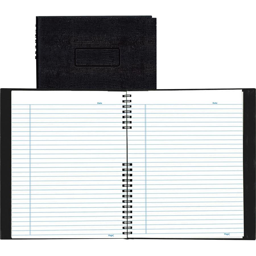 Rediform NotePro Twin - wire Composition Notebook - Letter - 200 Sheets - Twin Wirebound - Letter - 8 1/2" x 11" - 8.50" x 11.6" x 18.9" - White Paper - Black Lizard Cover - Micro Perforated, Self-adh. Picture 2