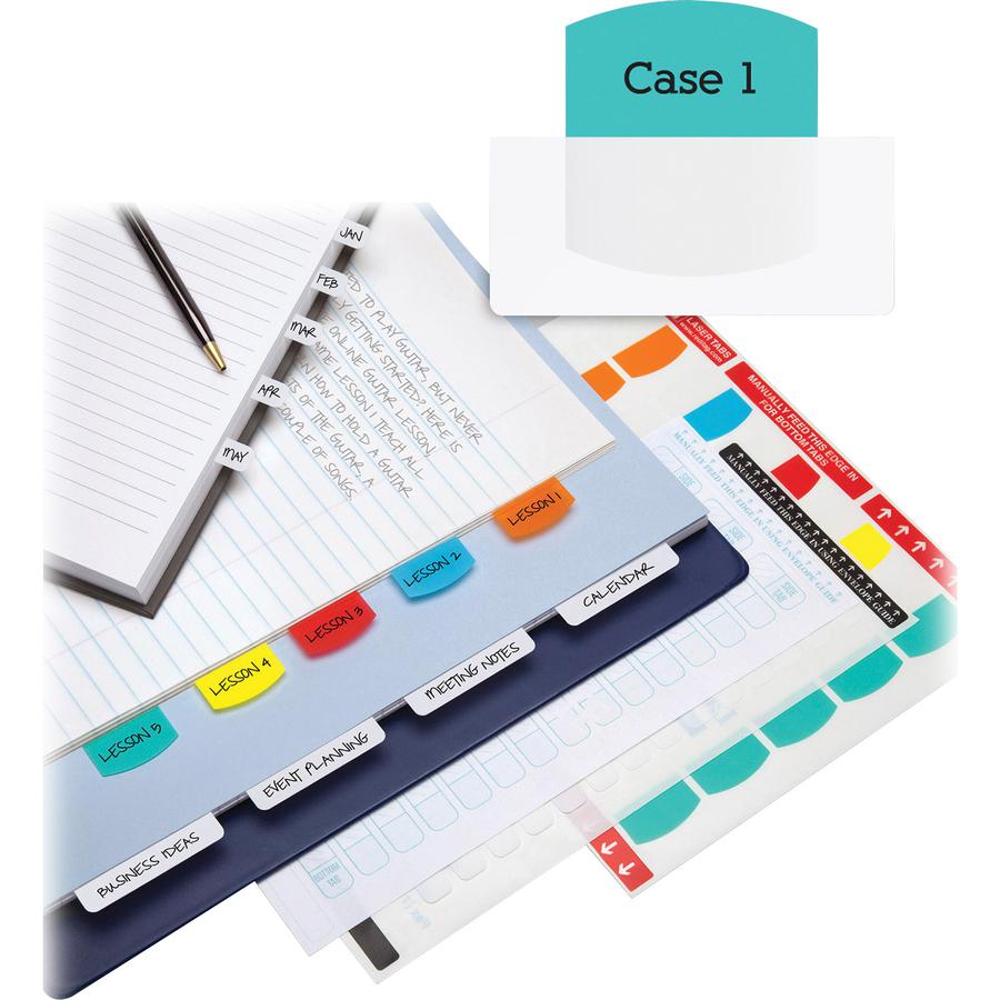 Redi-Tag Laser Printable Index Tabs - 375 Blank Tab(s) - 1.25" Tab Height x 1.12" Tab Width - Self-adhesive, Permanent - Red, Blue, Mint, Orange, Yellow Tab(s) - 375 / Pack. Picture 2