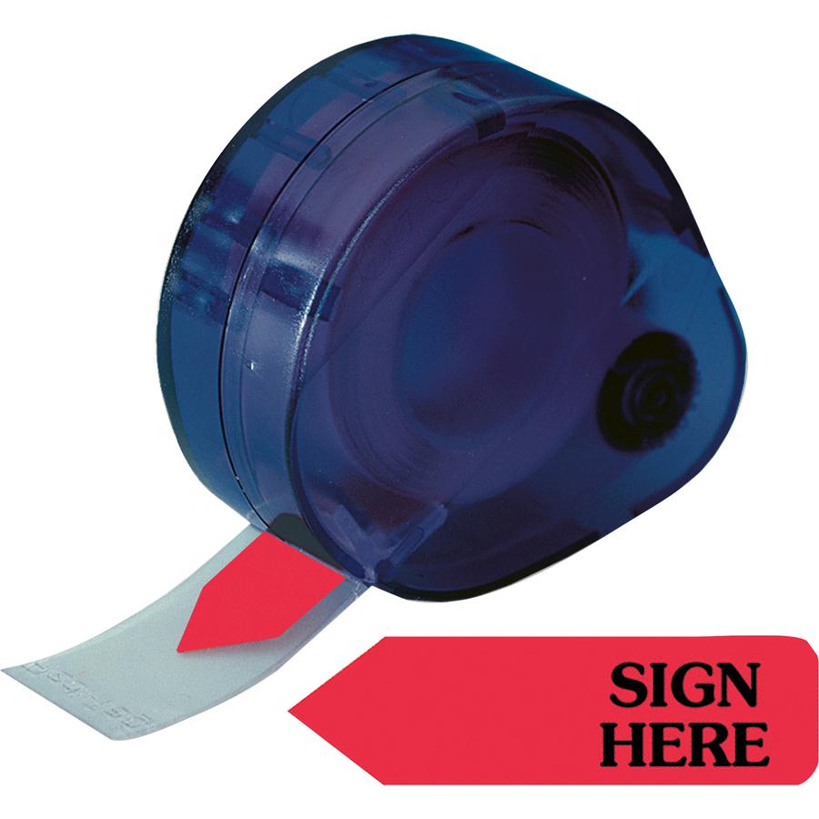 Redi-Tag Sign Here Removable Flags In Dispenser - 1 7/8" x 9/16" - Arrow - "SIGN HERE" - Red - Removable, Self-adhesive - 120 / Pack. Picture 2