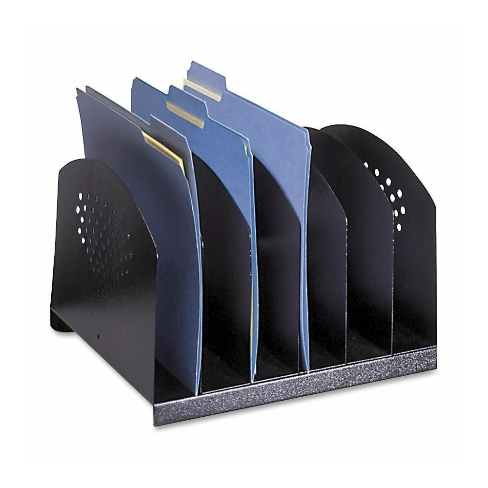 Safco Steel Desk Racks - 6 Compartment(s) - Compartment Size : 2" - 8" Height x 12.12" Width x 11.12" Depth - Desktop - Powder Coated - Black - Steel - 1 Each. Picture 2
