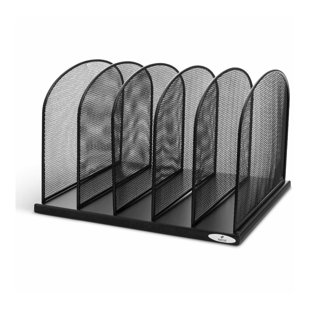 Safco Mesh Desk Organizers - 5 Compartment(s) - Compartment Size : 2" - 8.25" Height x 12.50" Width x 11.25" Depth - Desktop - Powder Coated - Black - Steel - 1 Each. Picture 9