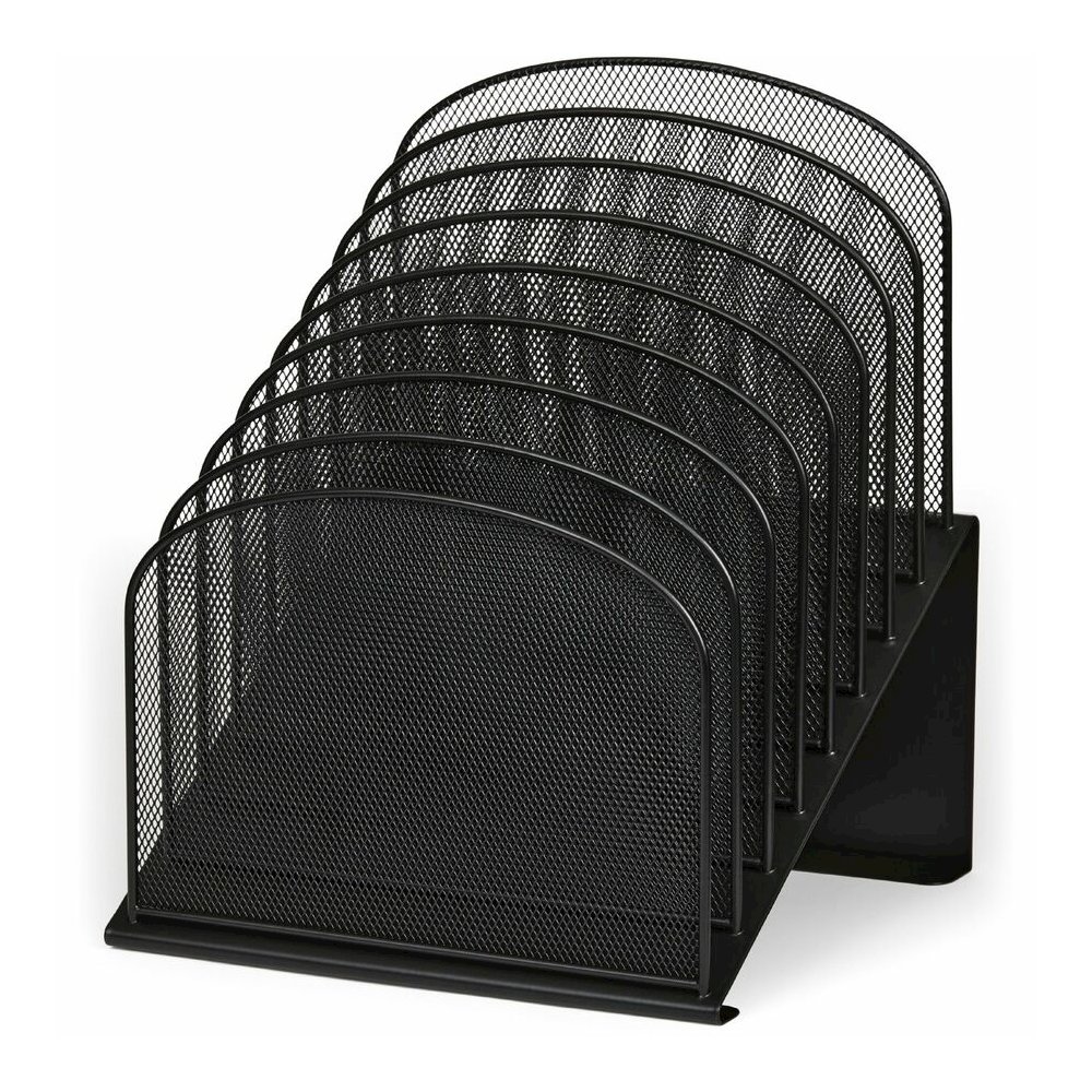 Safco Onyx Wire Mesh Desktop Organizer - 8 Compartment(s) - Compartment Size : 1" - 14" Height x 11.75" Width x 10.75" Depth - Desktop - Powder Coated - Black - Steel - 1 Each. Picture 10