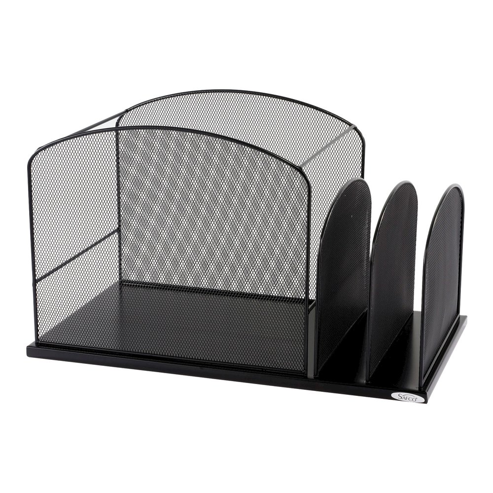 Safco Onyx 2 Upright Sections Hanging File - 11.25" Height x 19.37" Width x 11.37" Depth - Desktop - Black - Steel - 1 Each. Picture 4