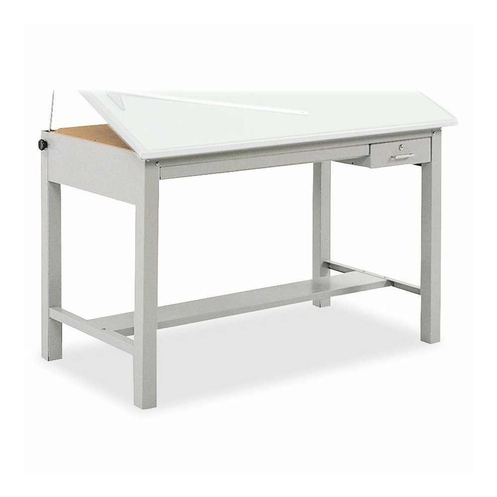 Safco Precision Drafting Table Base - Enamel Four Leg Base - 35.50" Height x 56.38" Width x 30.50" Depth - Assembly Required - Gray - Steel - 1 Each. Picture 3