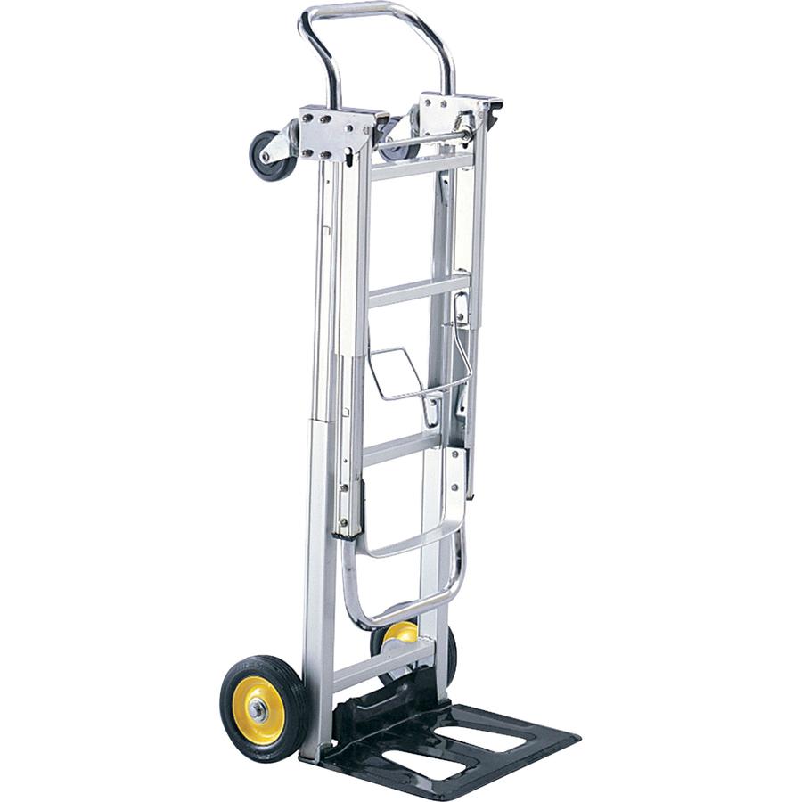 Safco HideAway Convertible Hand Truck - 400 lb Capacity - 4 Casters - 6" , 3" Caster Size - Aluminum - x 15.5" Width x 43" Depth x 36" Height - Silver - 1 Each. Picture 5