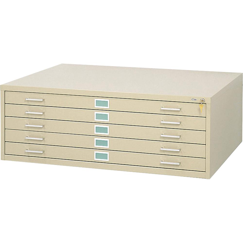Safco 5-Drawer Steel Flat File - 46.5" x 35.5" x 16.5" - 5 x Drawer(s) for File - Stackable - Tropic Sand - Powder Coated - Steel - Recycled. Picture 3