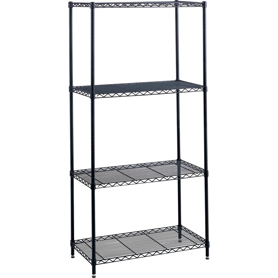 Safco Industrial Wire Shelving - 48" Width x 18" Depth x 72" Height - 4 x Shelf(ves) - 1250 lb Load Capacity - Leveling Glide, Dust Proof, Adjustable Leveler, Adjustable Feet - Black - Powder Coated -. Picture 4
