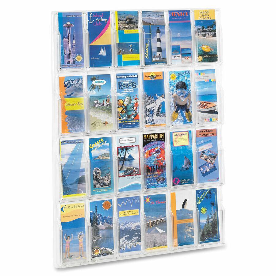 Safco 24-Pamphlet Display Rack - 24 Pocket(s) - 41" Height x 30" Width x 2" Depth - Break Resistant - Clear - Plastic - 1 Each. Picture 2