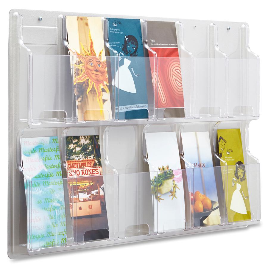 Safco 12 Pamphlet Pocket Display Rack - 12 Pocket(s) - 20.37" Height x 30" Width x 2" Depth - Break Resistant - Clear - Plastic - 1 Each. Picture 6