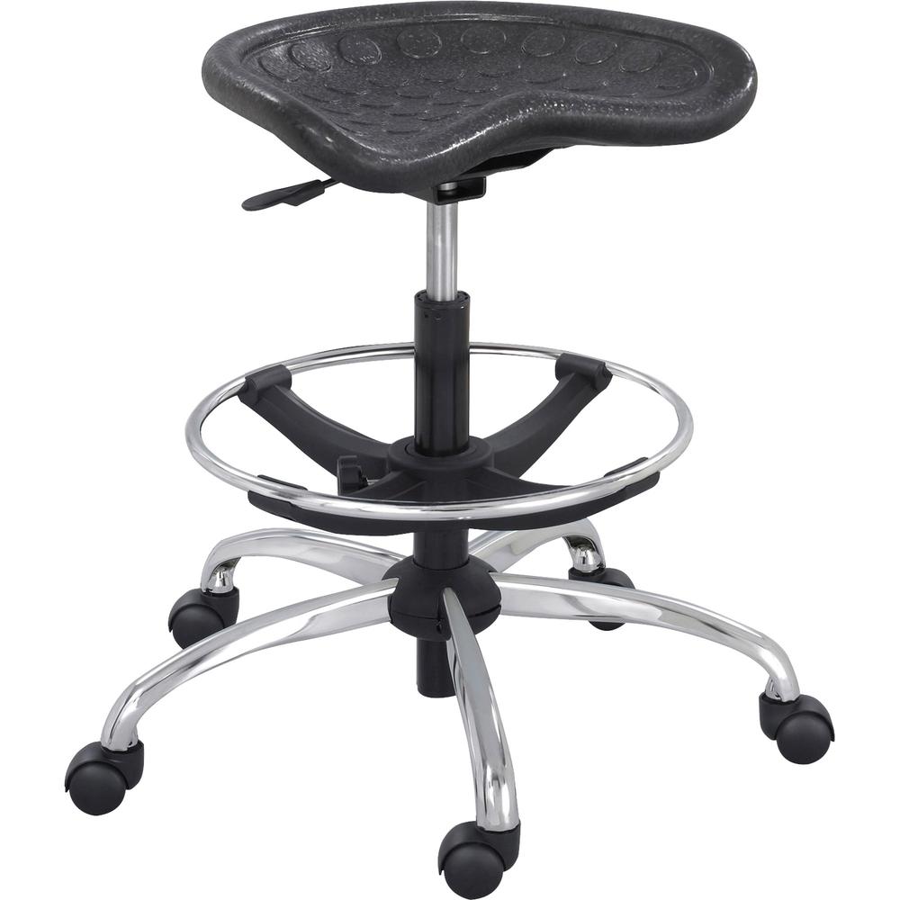 Safco Sitstar Height Adjustable Stool - Polyurethane Seat Material - Metal Frame Material - 5-star Base - Black - 1 Each. Picture 3