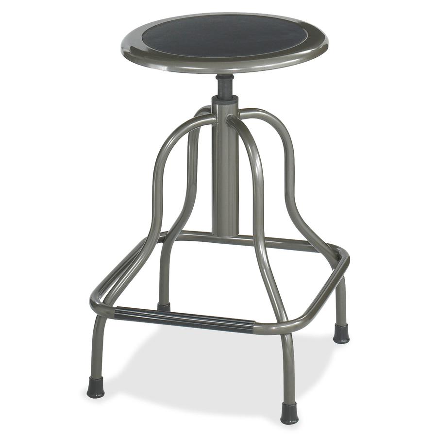 Safco Diesel Series High Base Stool with out Back - Leather Seat Material - Steel Frame Material - Pewter - 1 Each. Picture 2