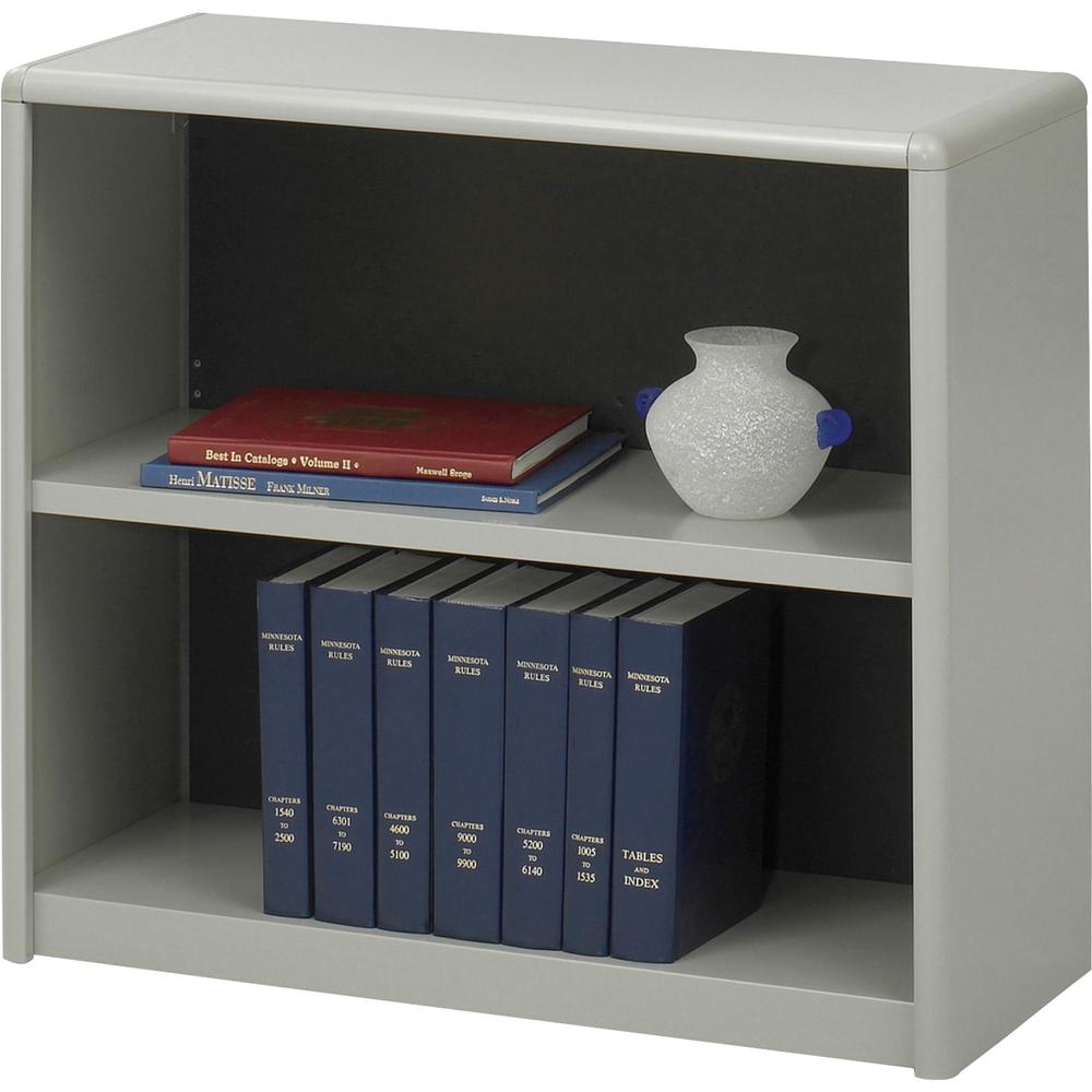 Safco ValueMate Bookcase - 31.8" x 13.5" x 28" - 2 x Shelf(ves) - Gray - Steel, Fiberboard, Plastic - Assembly Required. Picture 2