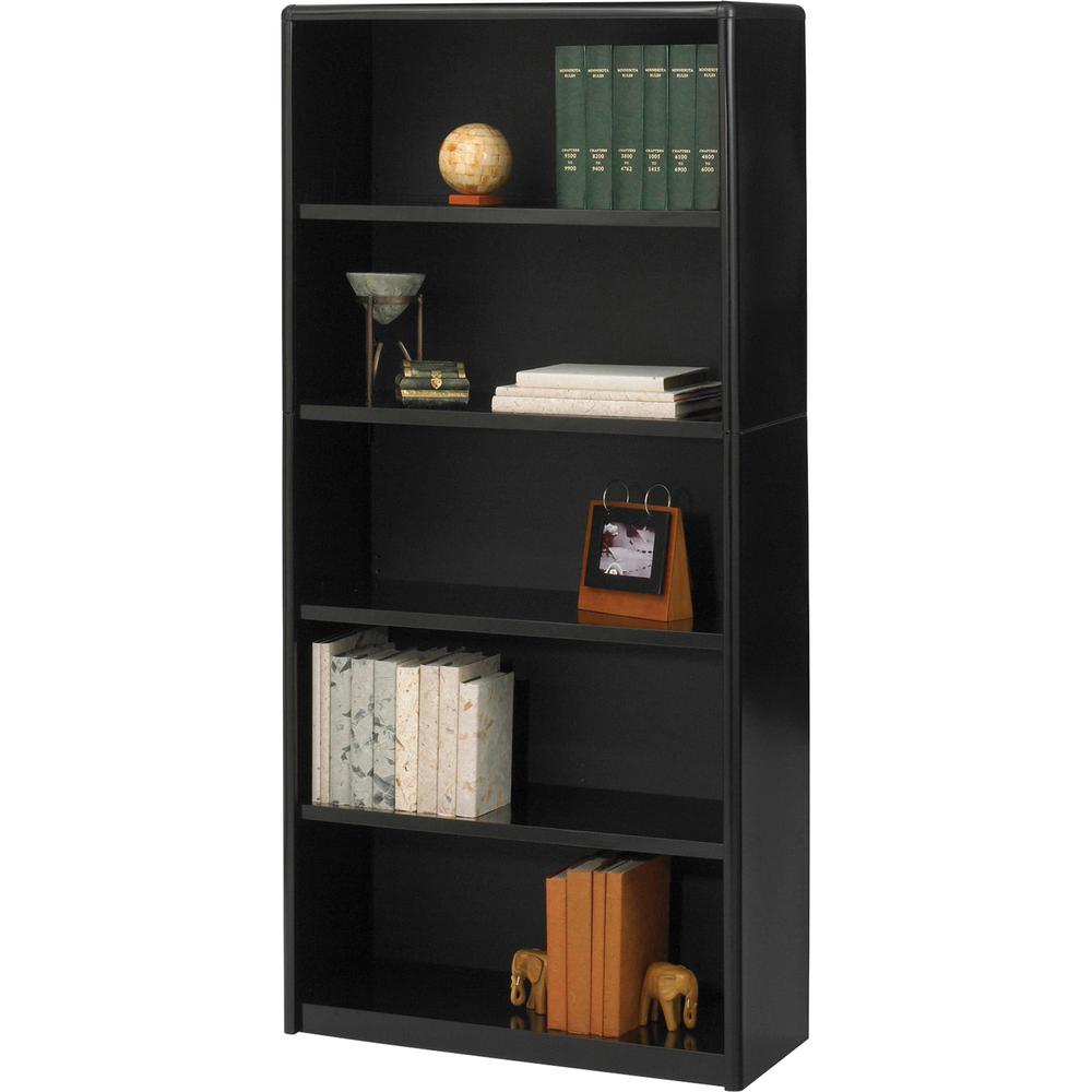 Safco ValueMate Bookcase - 31.8" Width x 13.5" Depth x 67" Height - 5 x Shelf(ves) - Black - Steel, Fiberboard, Plastic - Assembly Required. Picture 2