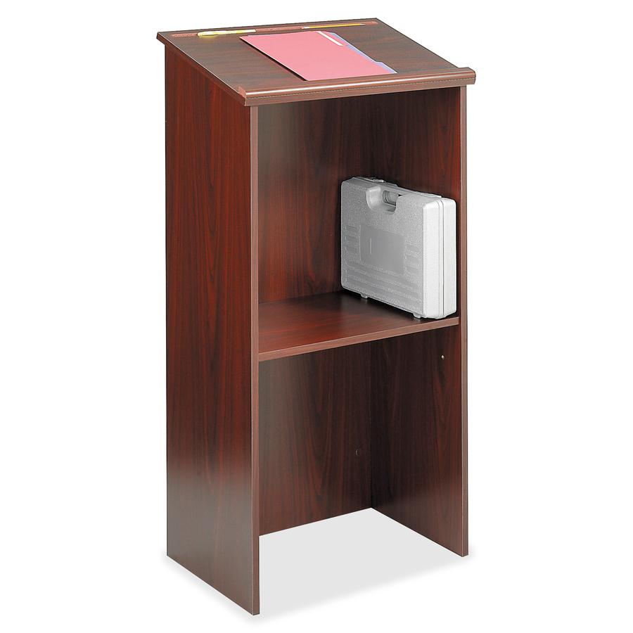 Safco Stand Up Lectern - Rectangle Top - 15.75" Table Top Length x 23" Table Top Width - 46" HeightAssembly Required - Laminated, Mahogany - Wood - 1 Each. Picture 4
