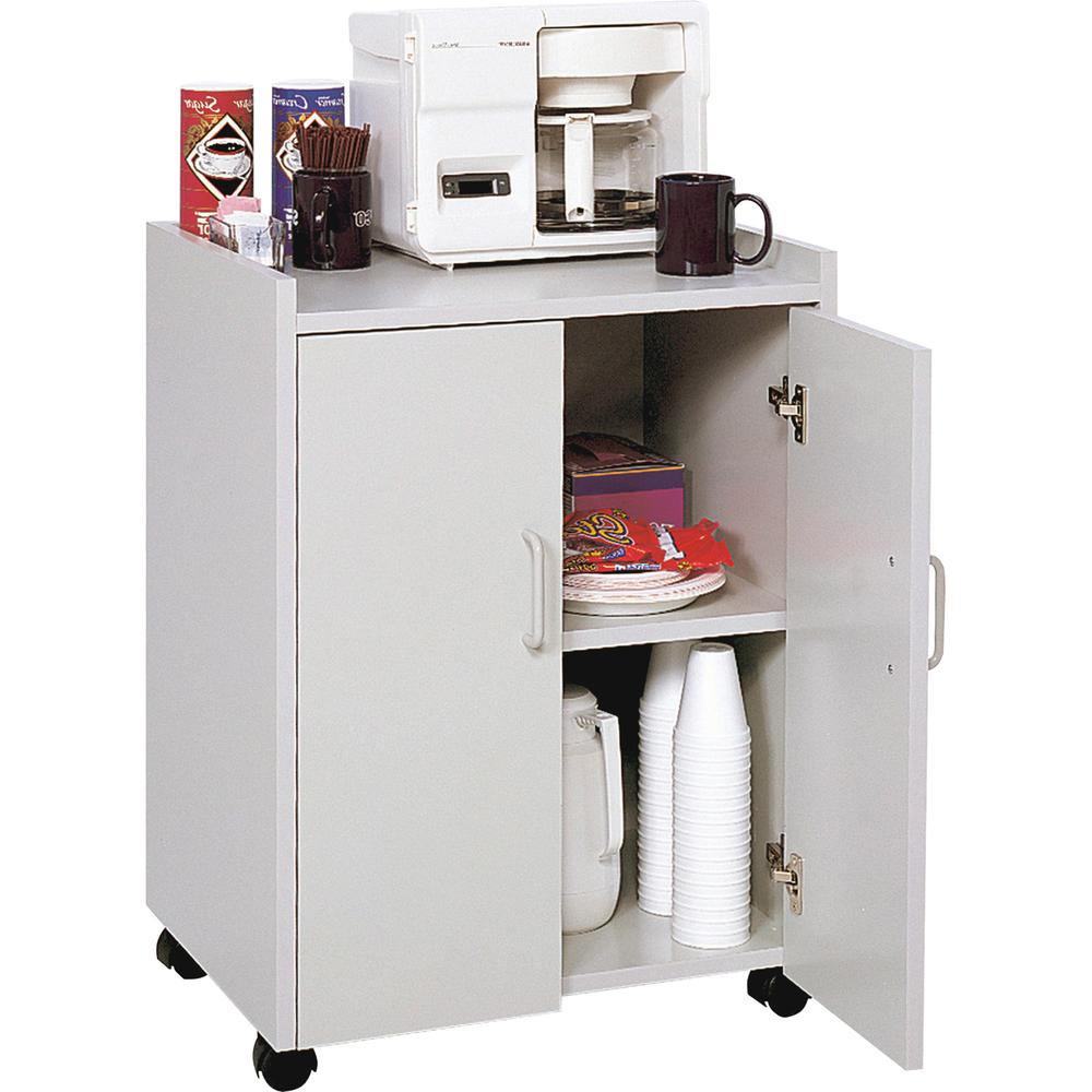 Safco Mobile Refreshment Utility Cart - 200 lb Capacity - 4 Casters - 2" Caster Size - Wood - x 18" Width x 23" Depth x 31" Height - Gray - 1 Each. Picture 2
